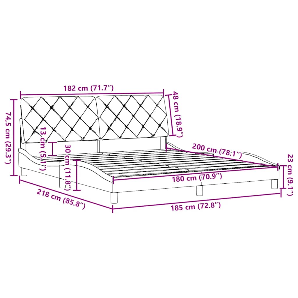 Bettgestell ohne Matratze Dunkelgrau 180x200 cm Stoff