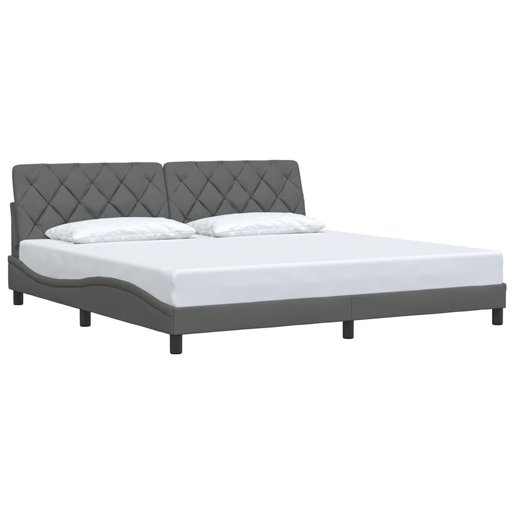 Bettgestell ohne Matratze Dunkelgrau 200x200 cm Stoff