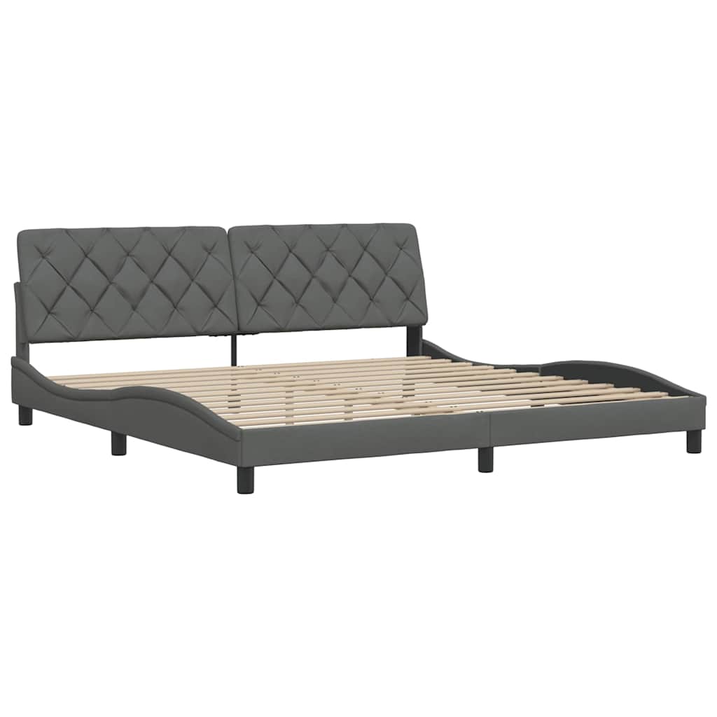 Bettgestell ohne Matratze Dunkelgrau 200x200 cm Stoff