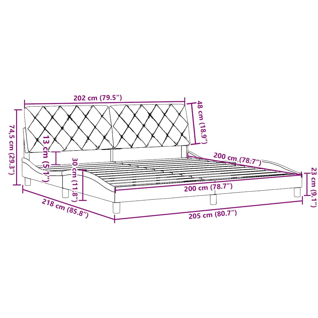 Bettgestell ohne Matratze Blau 200x200 cm Stoff