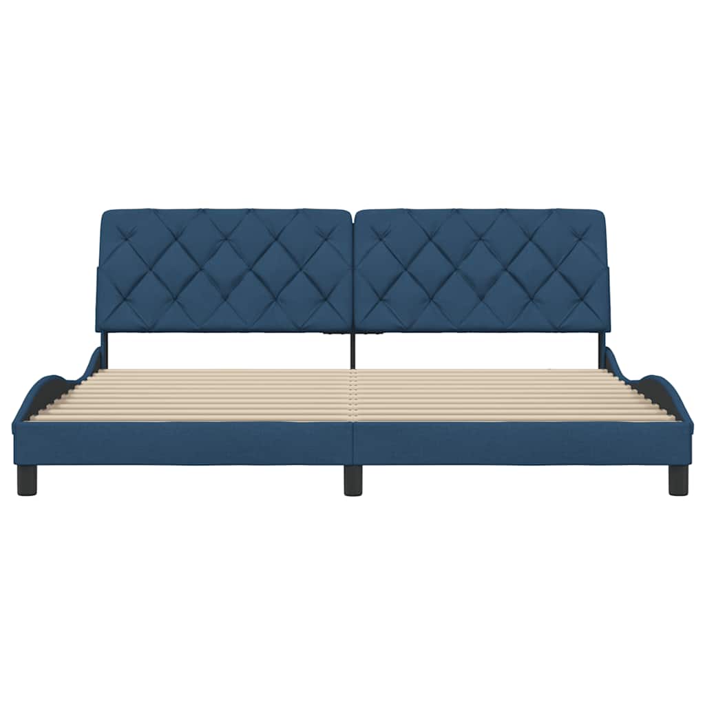 Bettgestell ohne Matratze Blau 200x200 cm Stoff