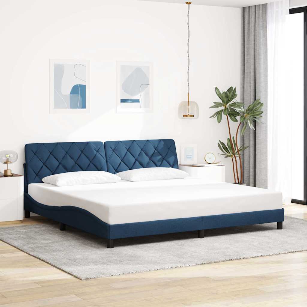 Bettgestell ohne Matratze Blau 200x200 cm Stoff