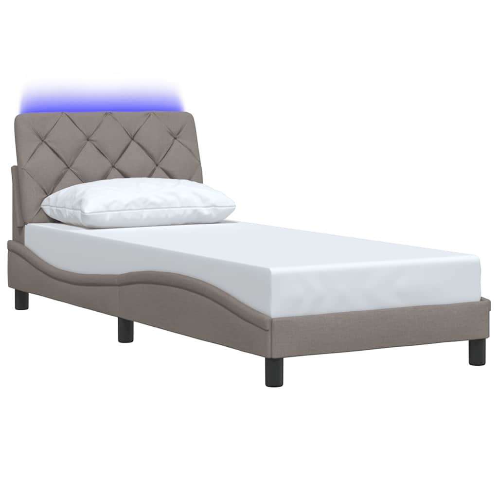 Bettgestell mit LED ohne Matratze Taupe 80x200 cm Stoff
