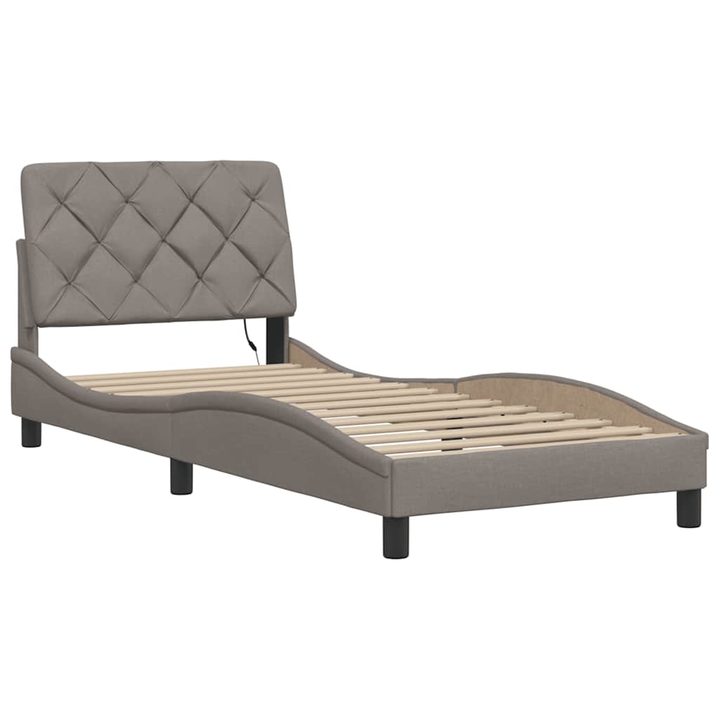 Bettgestell mit LED ohne Matratze Taupe 80x200 cm Stoff