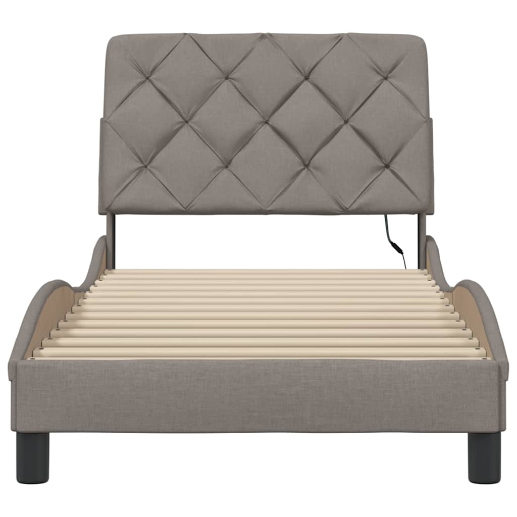 Bettgestell mit LED ohne Matratze Taupe 80x200 cm Stoff
