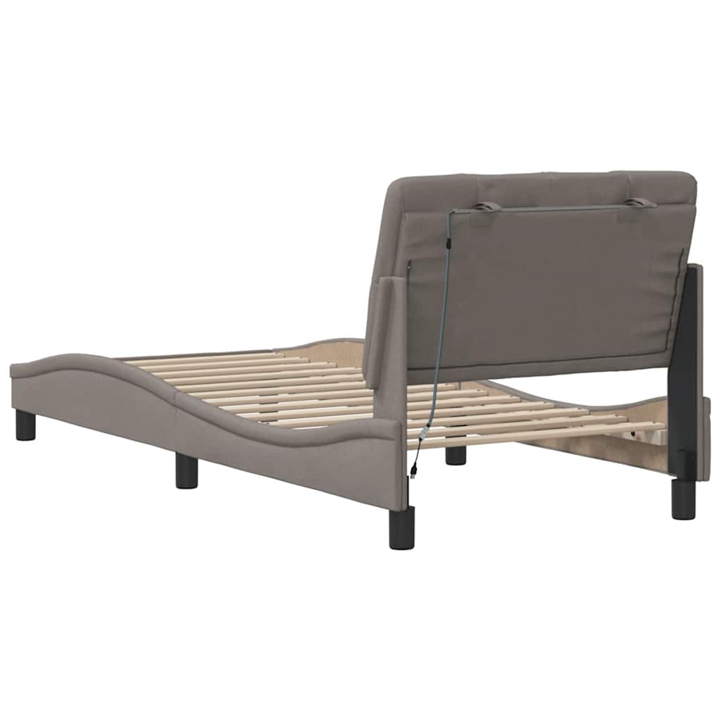 Bettgestell mit LED ohne Matratze Taupe 80x200 cm Stoff