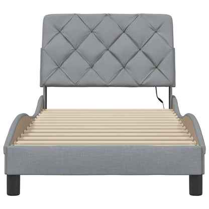 Bettgestell mit LED ohne Matratze Hellgrau 90x190 cm Stoff