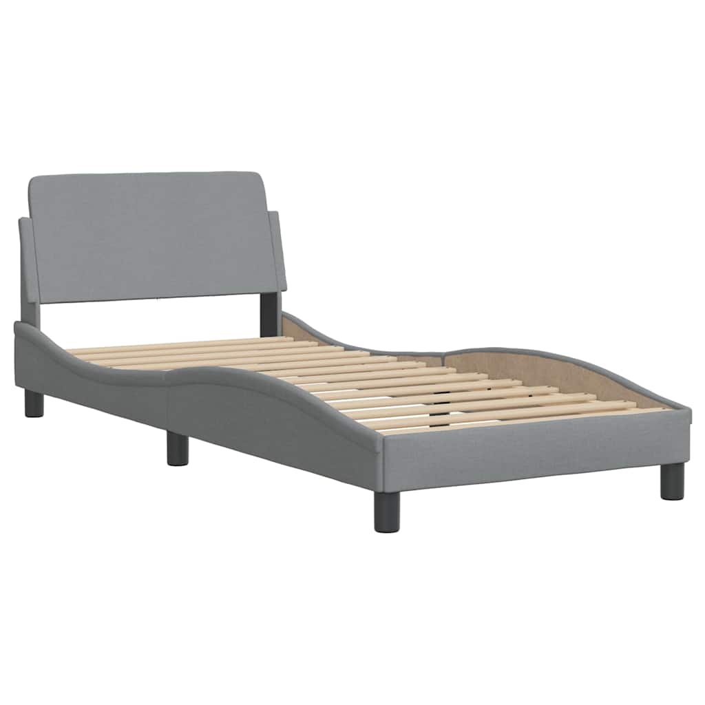 Bettgestell mit LED ohne Matratze Hellgrau 90x190 cm Stoff