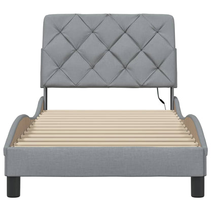 Bettgestell mit LED ohne Matratze Hellgrau 90x200 cm Stoff