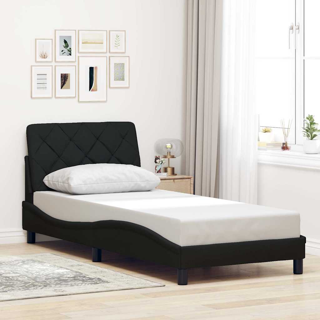 Bettgestell mit LED ohne Matratze Schwarz 90x200 cm Stoff