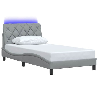 Bettgestell mit LED ohne Matratze Hellgrau 100x200 cm Stoff