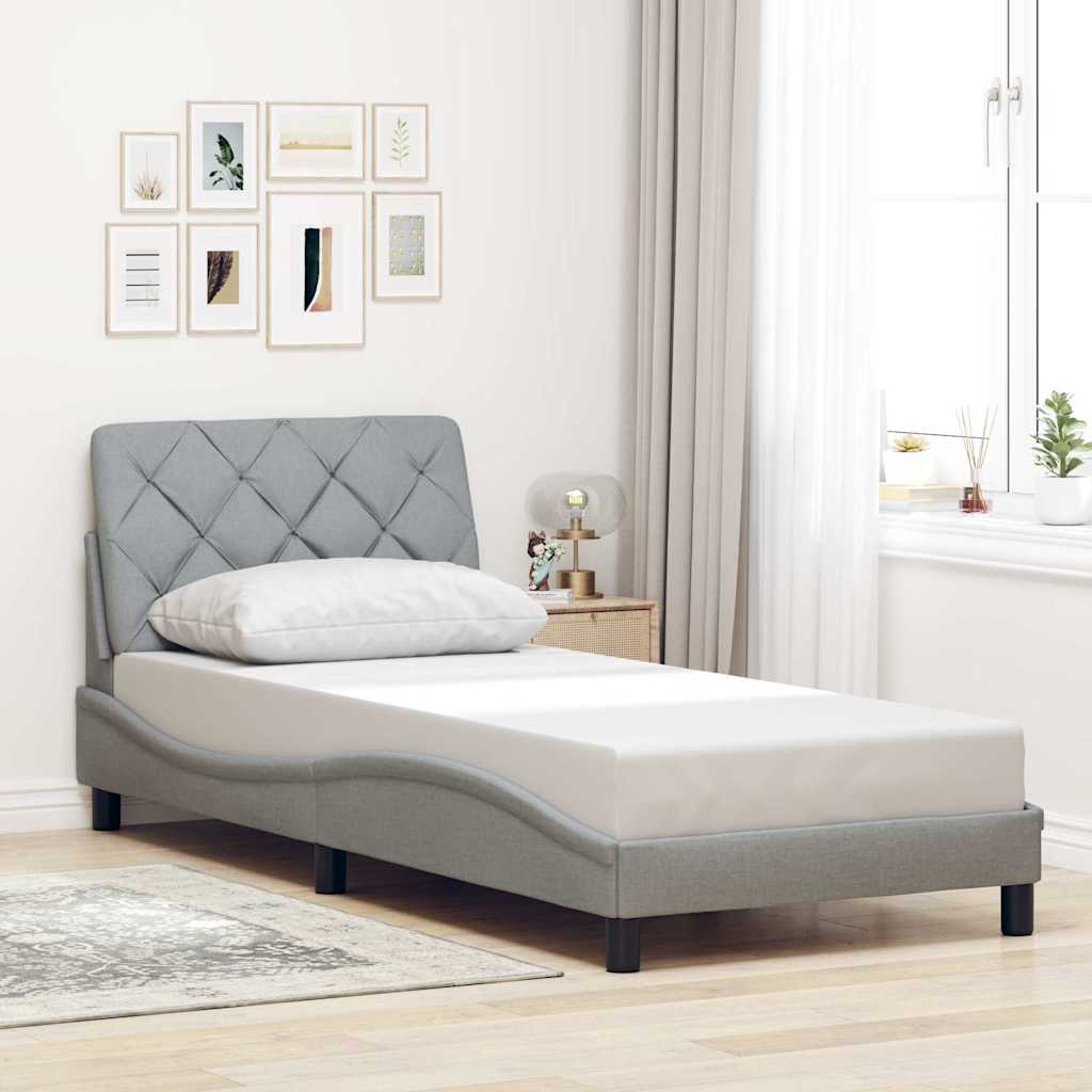 Bettgestell mit LED ohne Matratze Hellgrau 100x200 cm Stoff