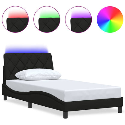 Bettgestell mit LED ohne Matratze Schwarz 100x200 cm Stoff