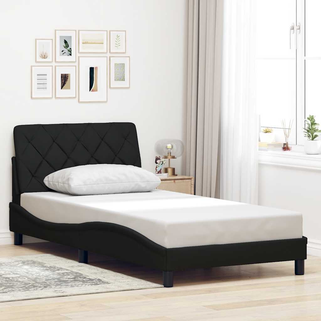 Bettgestell mit LED ohne Matratze Schwarz 100x200 cm Stoff