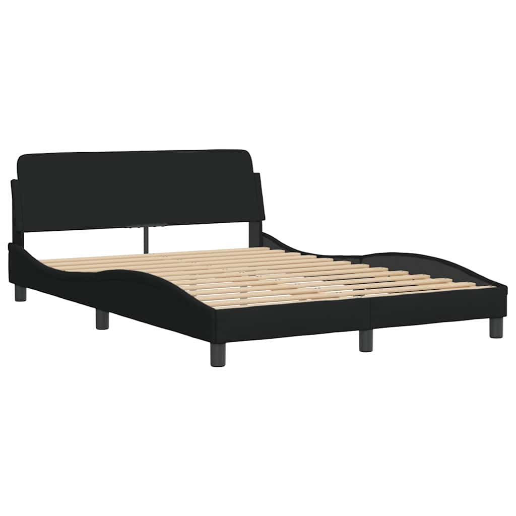 Bettgestell mit LED ohne Matratze Schwarz 120x200 cm Stoff