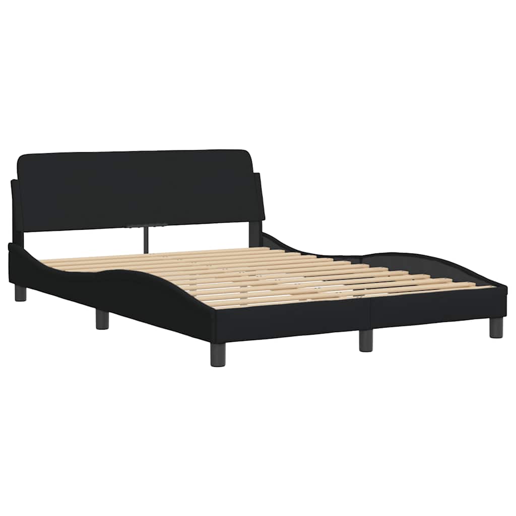 Bettgestell mit LED ohne Matratze Schwarz 140x200 cm Stoff