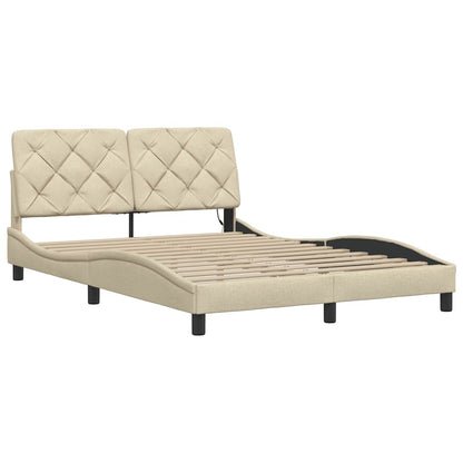 Bettgestell mit LED ohne Matratze Creme 140x200 cm Stoff