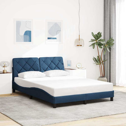 Bettgestell mit LED ohne Matratze Blau 140x200 cm Stoff