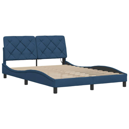 Bettgestell mit LED ohne Matratze Blau 140x200 cm Stoff