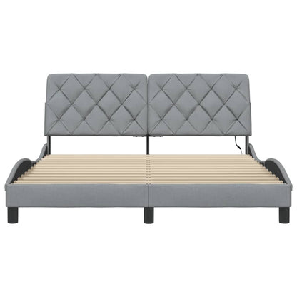 Bettgestell mit LED ohne Matratze Hellgrau 160x200 cm Stoff