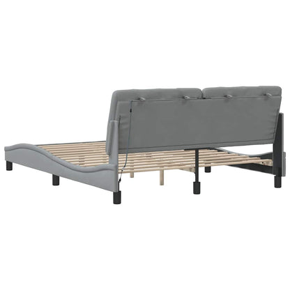 Bettgestell mit LED ohne Matratze Hellgrau 160x200 cm Stoff