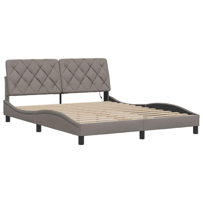 Bettgestell mit LED ohne Matratze Taupe 160x200 cm Stoff