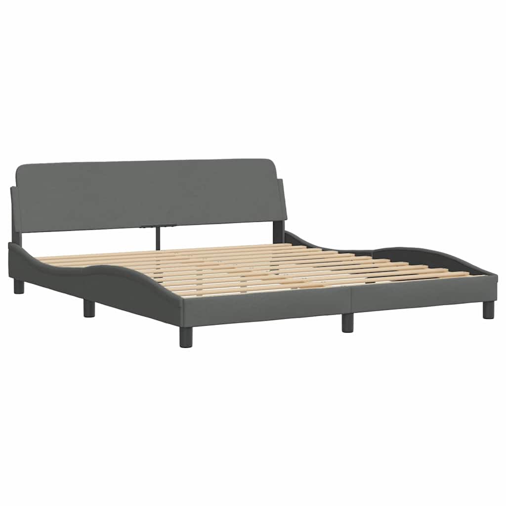 Bettgestell mit LED ohne Matratze Dunkelgrau 180x200 cm Stoff
