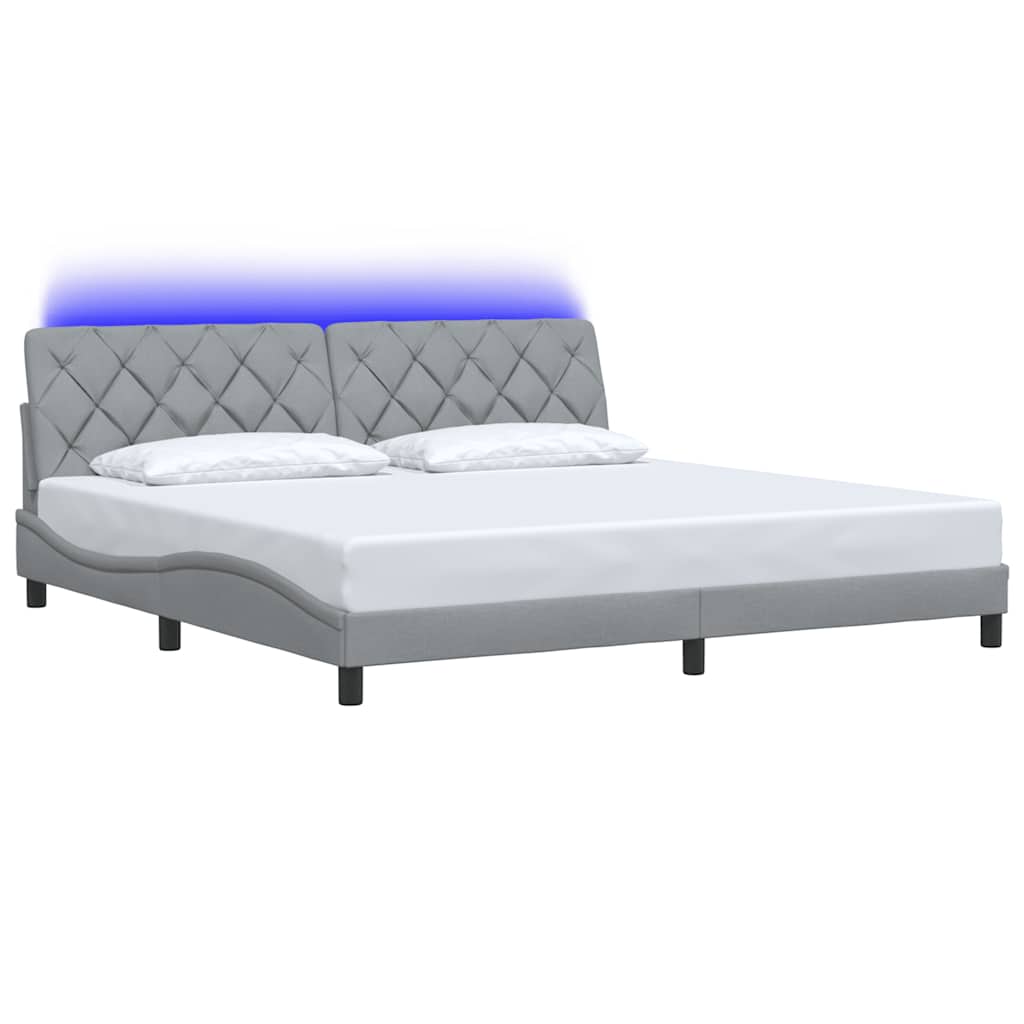 Bettgestell mit LED ohne Matratze Hellgrau 200x200 cm Stoff
