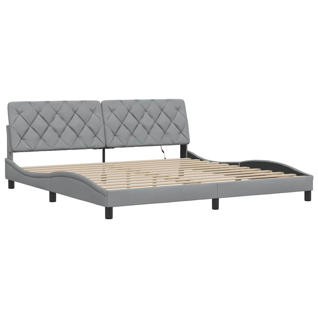 Bettgestell mit LED ohne Matratze Hellgrau 200x200 cm Stoff