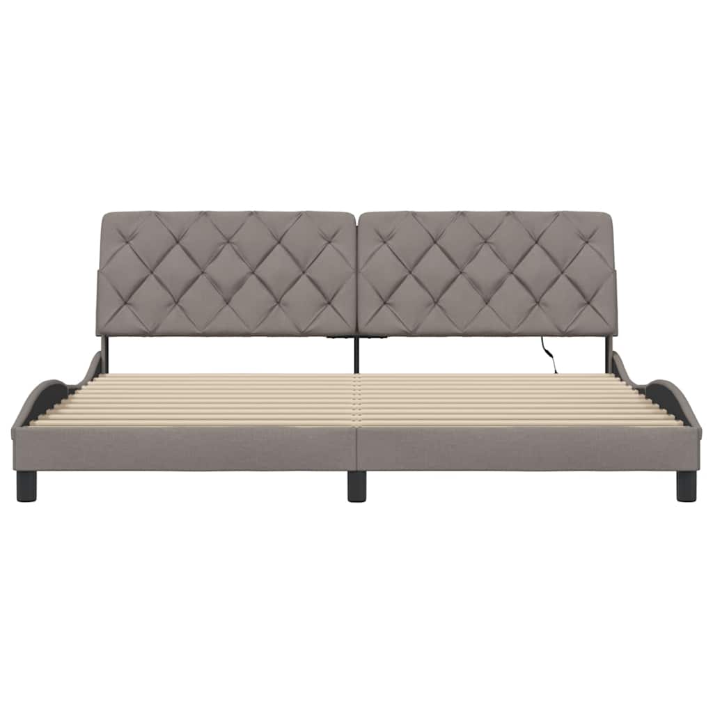 Bettgestell mit LED ohne Matratze Taupe 200x200 cm Stoff