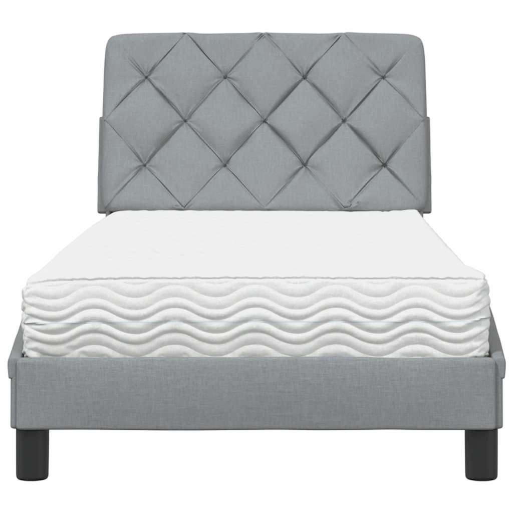 Bett mit Matratze Hellgrau 80x200 cm Stoff
