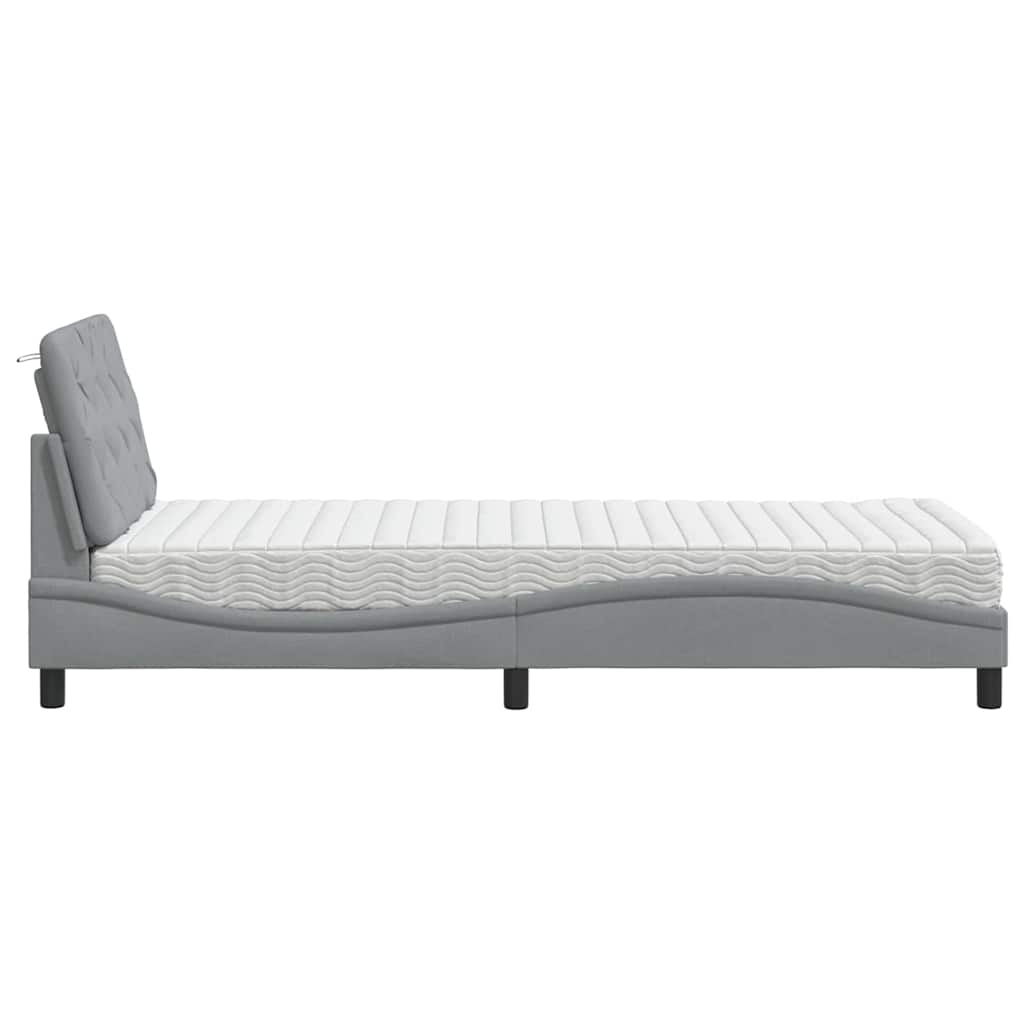 Bett mit Matratze Hellgrau 80x200 cm Stoff