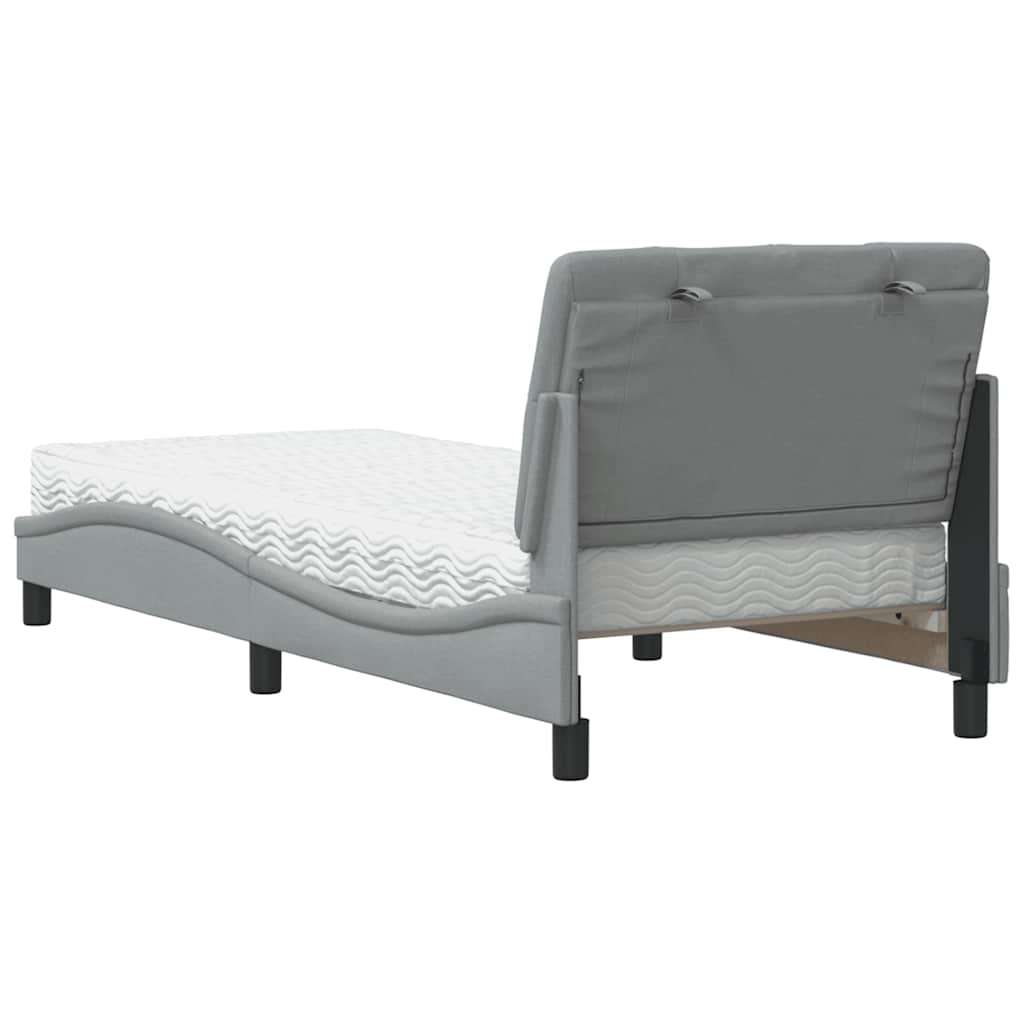 Bett mit Matratze Hellgrau 80x200 cm Stoff