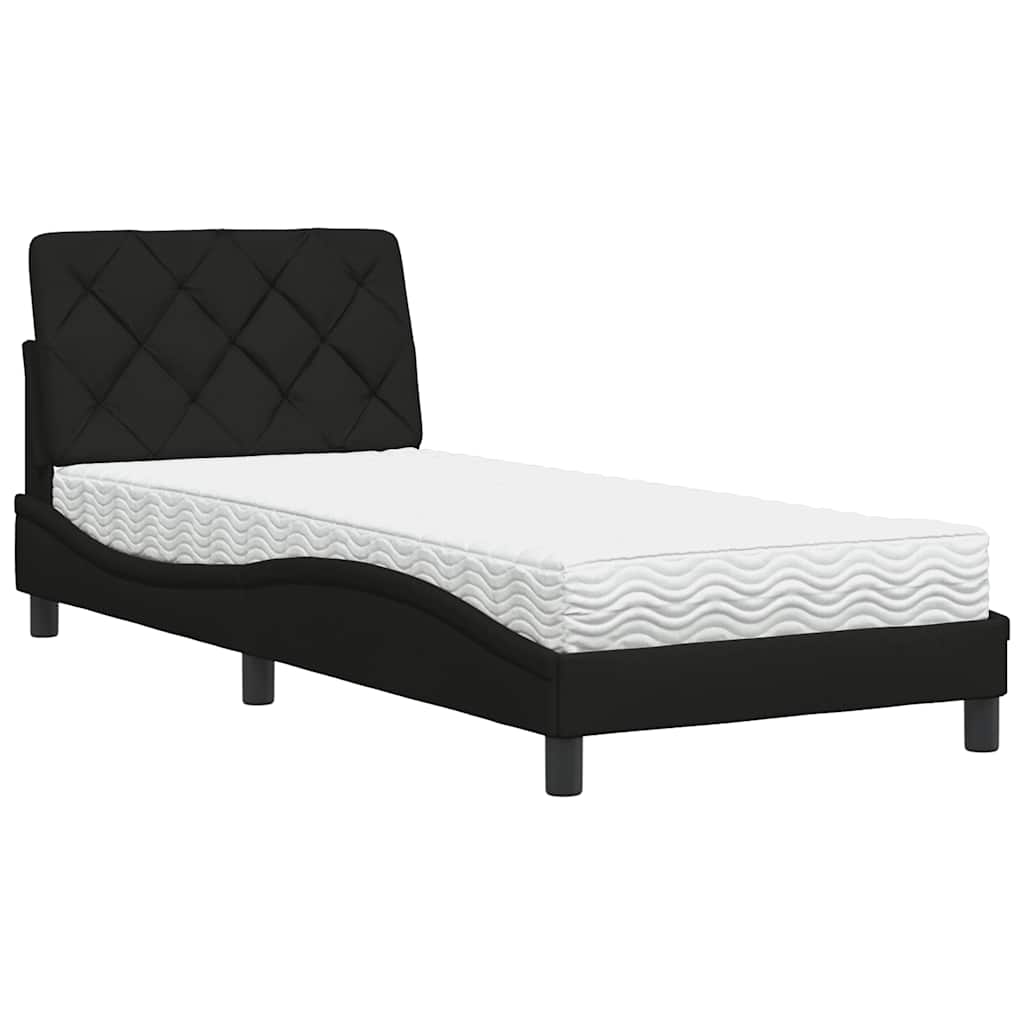 Bett mit Matratze Schwarz 80x200 cm Stoff