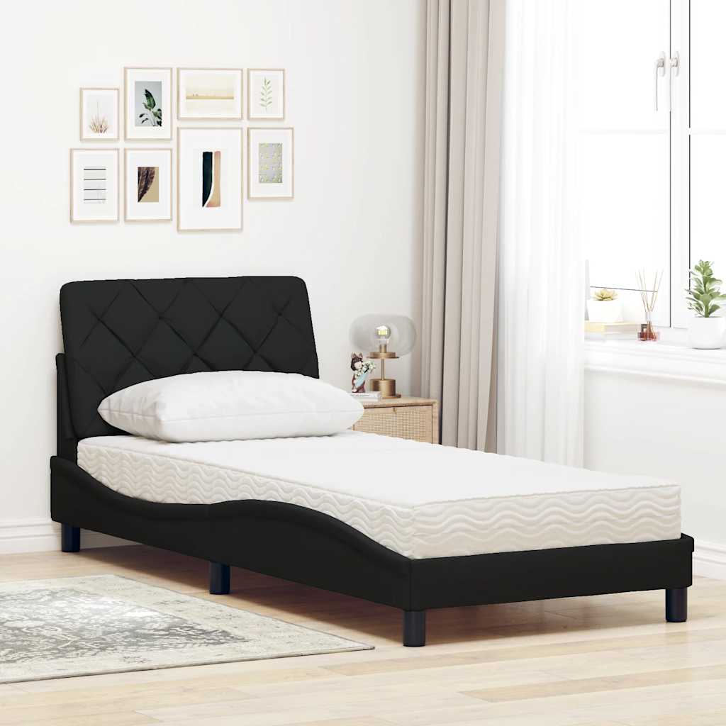 Bett mit Matratze Schwarz 80x200 cm Stoff