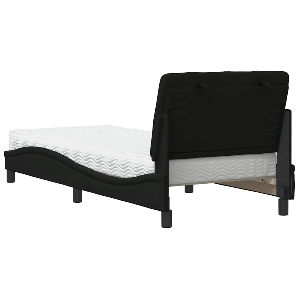 Bett mit Matratze Schwarz 80x200 cm Stoff