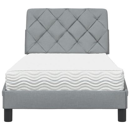 Bett mit Matratze Hellgrau 90x190 cm Stoff