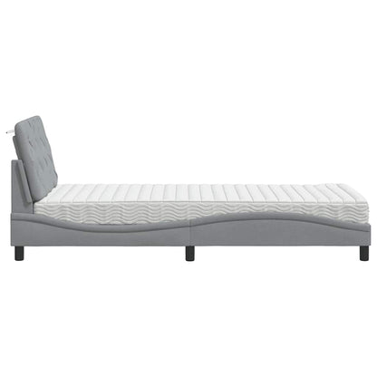 Bett mit Matratze Hellgrau 90x190 cm Stoff