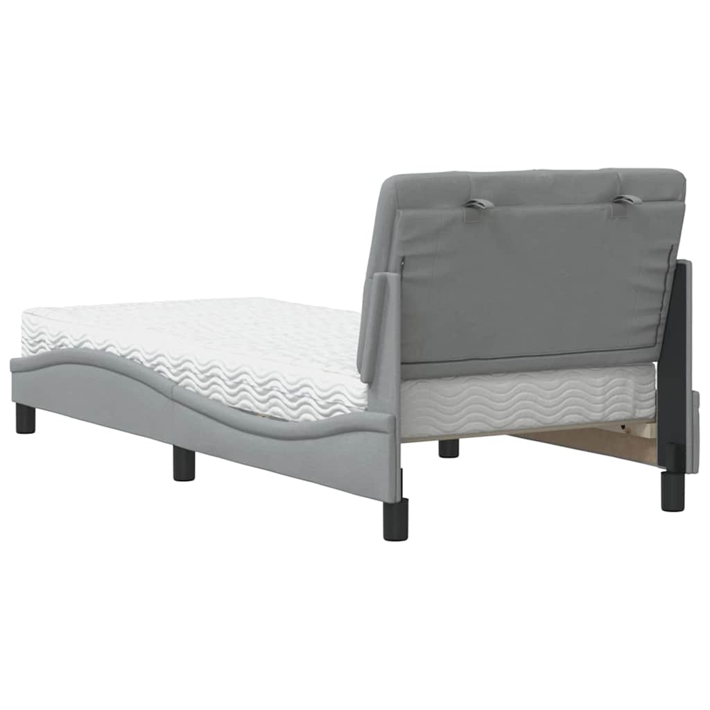 Bett mit Matratze Hellgrau 90x190 cm Stoff