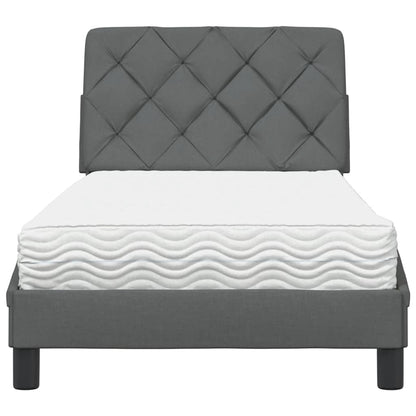 Bett mit Matratze Dunkelgrau 90x190 cm Stoff
