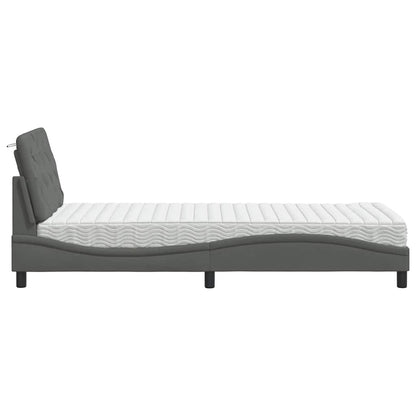Bett mit Matratze Dunkelgrau 90x190 cm Stoff