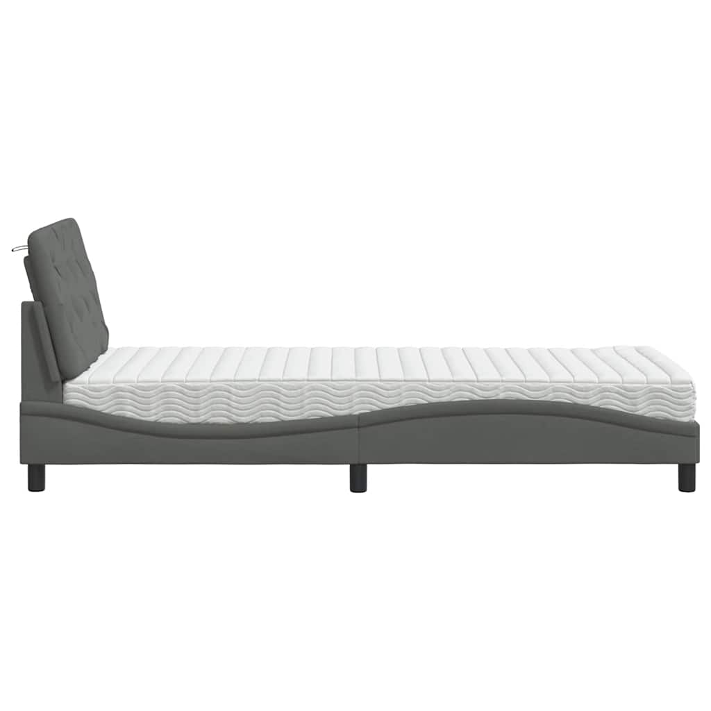 Bett mit Matratze Dunkelgrau 90x190 cm Stoff