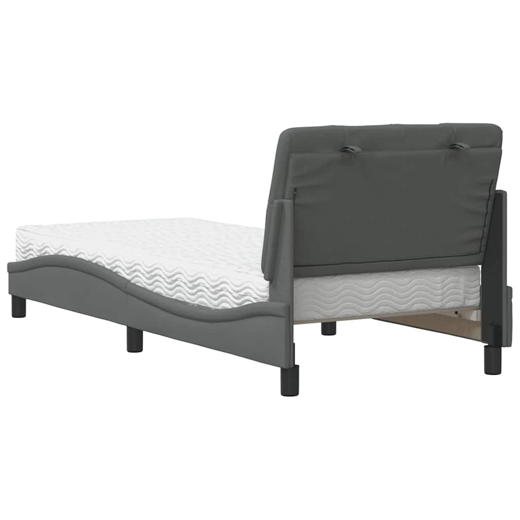 Bett mit Matratze Dunkelgrau 90x190 cm Stoff