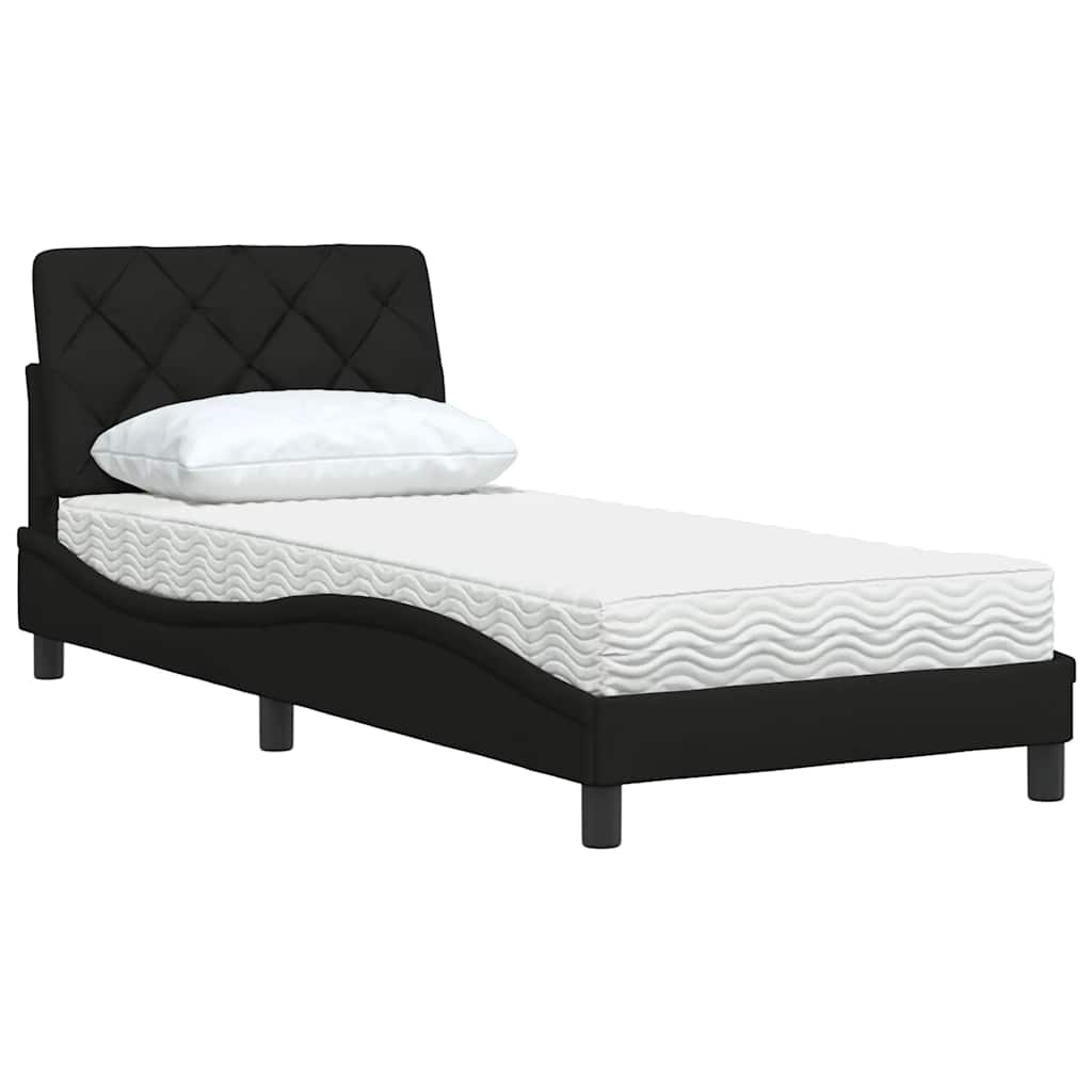 Bett mit Matratze Schwarz 90x190 cm Stoff
