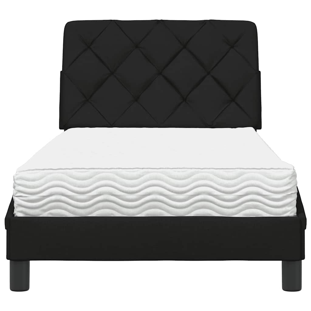 Bett mit Matratze Schwarz 90x190 cm Stoff