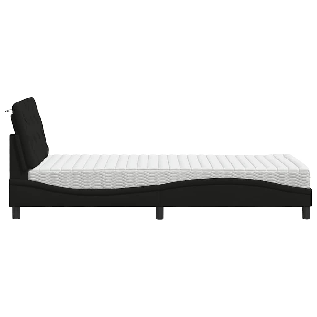 Bett mit Matratze Schwarz 90x190 cm Stoff