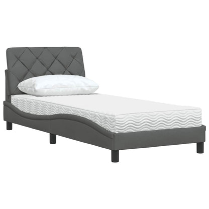 Bett mit Matratze Dunkelgrau 90x200 cm Stoff