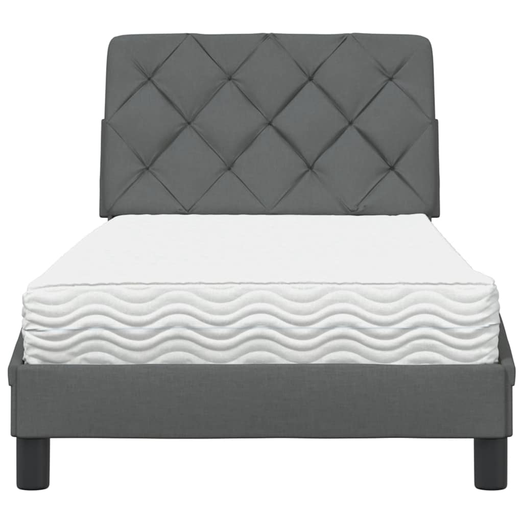 Bett mit Matratze Dunkelgrau 90x200 cm Stoff