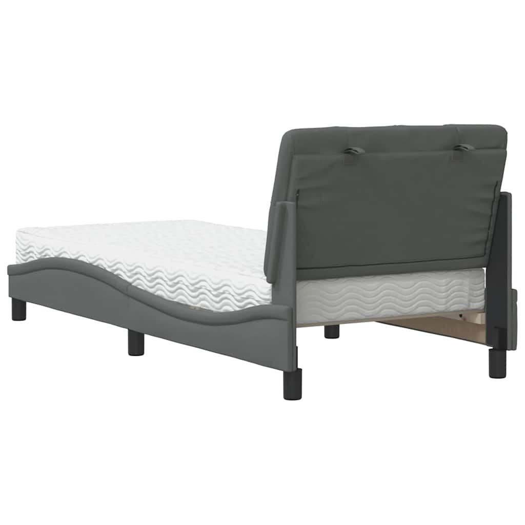 Bett mit Matratze Dunkelgrau 90x200 cm Stoff