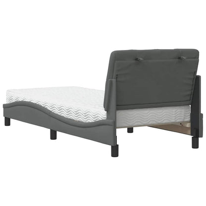 Bett mit Matratze Dunkelgrau 90x200 cm Stoff